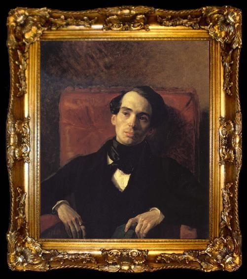 framed  Karl Briullov Portrait of alexander strugovshchikov, ta009-2